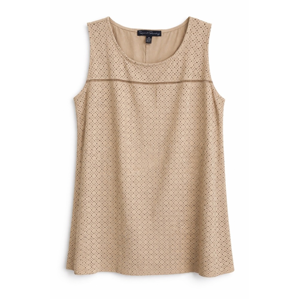 French Laundry NWT‎ Perforated Tan Chamois Tank Top 3X